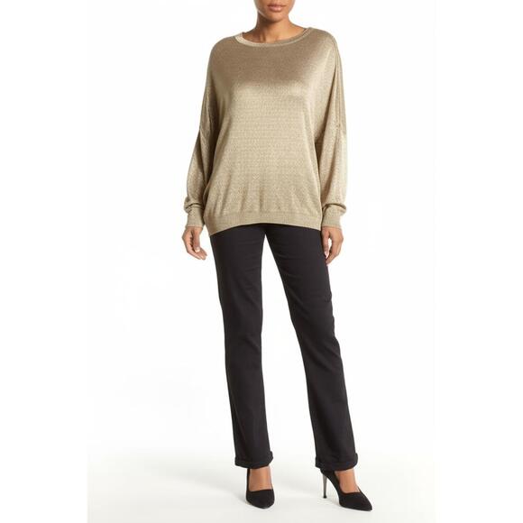 INC INTERNATIONAL CONCEPTS Womens 0X Metallic Gold Shimmer Pullover Sweater - Picture 3 of 9